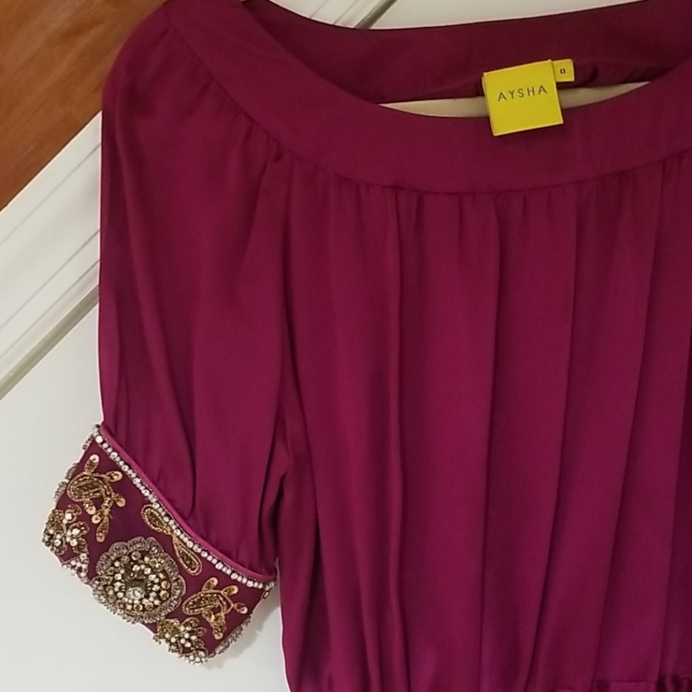 Aysha Magenta Silk Dress